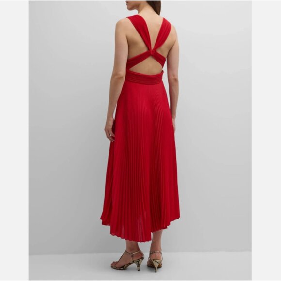 A.L.C Everly Pleated V-Neck Midi Dress - Picture 6 of 9